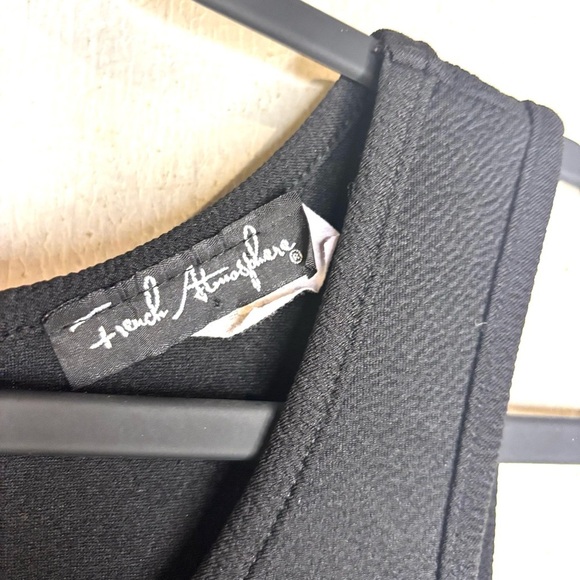 Black Sleeveless Dress With Silver Striped Skirt French Atmosphere Size Medium - Picture 5 of 10